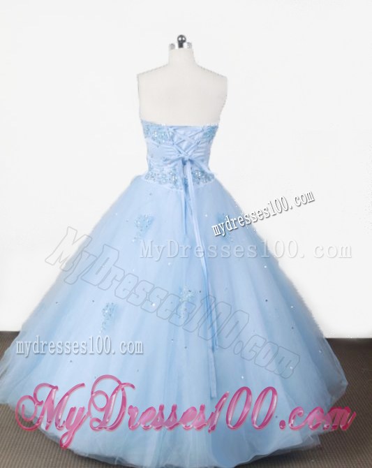 Light Blue A-line Quiceanera Dress with Appliques and Beading